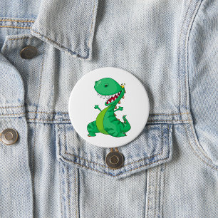 Badge Rond 7,6 Cm Dessin animé drôle de dinosaure T-Rex rugissant