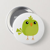 Badge Rond 7,6 Cm Dessin Animé Oiseau Vert (Devant & derrière)