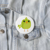Badge Rond 7,6 Cm Dessin Animé Oiseau Vert (En situation)