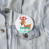 Badge Rond 7,6 Cm Dessin de Noël Reindeer Stocker Nom Balise (En situation)