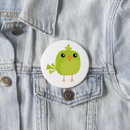 Badge Rond 7,6 Cm Dessin d'oiseau vert (En situation)