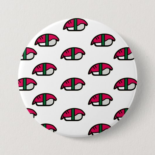 Badge Rond 7,6 Cm Dessin Kawaii Sushi, Riz de Poisson et Algues (Devant)