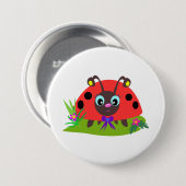 Badge Rond 7,6 Cm Dessin Ladybug Bow and Flowers (Devant & derrière)