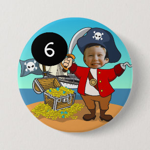 Badge Rond 7,6 Cm Devenez Pirate Photo Anniversaire