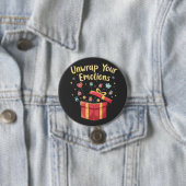 Badge Rond 7,6 Cm Dévoilez vos émotions Noël Santé mentale Noël Noël (En situation)
