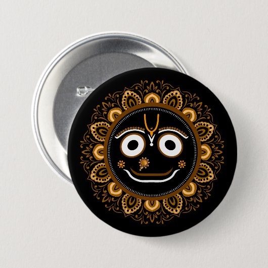 Badge Rond 7,6 Cm Dévotion envers Lord Jagannath - Hare Krishna (Devant & derrière)