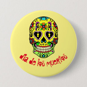 Badge Rond 7,6 Cm Dia de los muertos — Bouton crâne de sucre