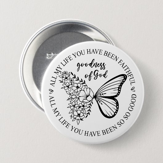 Badge Rond 7,6 Cm Dieu est bon papillon floral (Devant & derrière)