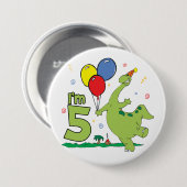 Badge Rond 7,6 Cm Dino 5th Birthday Button (Devant & derrière)