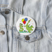 Badge Rond 7,6 Cm Dino 5th Birthday Button (En situation)
