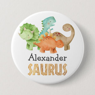 Badge Rond 7,6 Cm Dinosaur Jurassic 1er Anniversaire Thématique