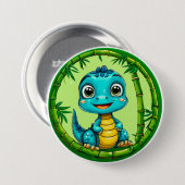 Badge Rond 7,6 Cm Dinosaure de caricature mignon (Devant & derrière)