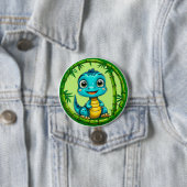 Badge Rond 7,6 Cm Dinosaure de caricature mignon (En situation)