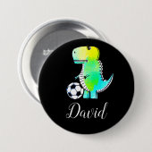 Badge Rond 7,6 Cm Dinosaure vert aquarelle avec nom modifiable (Devant & derrière)