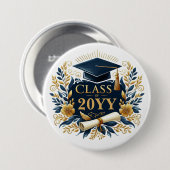 Badge Rond 7,6 Cm Diplôme, Diplôme, Fleurs Classe de Bouton (Devant & derrière)