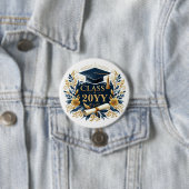 Badge Rond 7,6 Cm Diplôme, Diplôme, Fleurs Classe de Bouton (En situation)