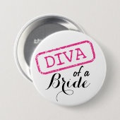 Badge Rond 7,6 Cm "DIVA" d'une mariée (Devant & derrière)