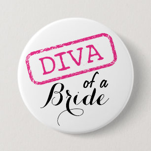 Badge Rond 7,6 Cm "DIVA" d'une mariée