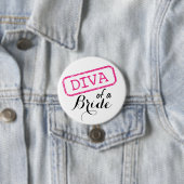 Badge Rond 7,6 Cm "DIVA" d'une mariée (En situation)