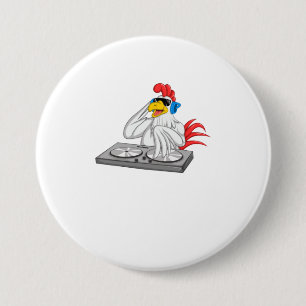 Badge Rond 7,6 Cm DJ cool Poulet DJ Fête Amusante Musique Animale Mi