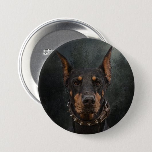 Badge Rond 7,6 Cm Doberman Pinscher (Devant & derrière)