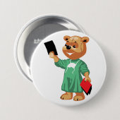 Badge Rond 7,6 Cm Docteur Button d'ours de nounours (Devant & derrière)
