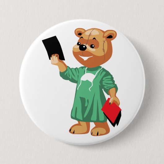 Badge Rond 7,6 Cm Docteur Button d'ours de nounours (Devant)
