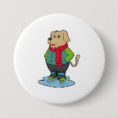 Badge Rond 7,6 Cm Dog at Ice skating with Ice skates (Devant)