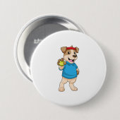 Badge Rond 7,6 Cm Dog at tennis (Devant & derrière)