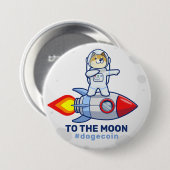 Badge Rond 7,6 Cm Dogecoin À La Lune Rocket Man Space Doge Crypto (Devant & derrière)