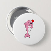 Badge Rond 7,6 Cm Dolphin Love Heart (Devant & derrière)