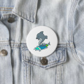 Badge Rond 7,6 Cm Dolpin comme Surfer avec Surfer (En situation)