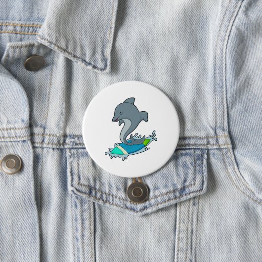 Badge Rond 7,6 Cm Dolpin comme Surfer avec Surfer (En situation)