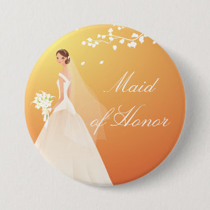 Badge Rond 7,6 Cm Domestique d'or d'automne de bouton nuptiale de