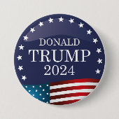 Badge Rond 7,6 Cm Donald Trump 2024 (Devant)