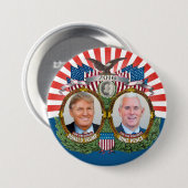 Badge Rond 7,6 Cm Donald Trump et Mike Pence Jugate Photo Rouge Bleu (Devant & derrière)
