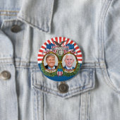 Badge Rond 7,6 Cm Donald Trump et Mike Pence Jugate Photo Rouge Bleu (En situation)