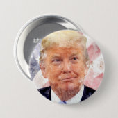 Badge Rond 7,6 Cm Donald Trump souriant avec le drapeau américain (Devant & derrière)