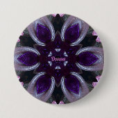 Badge Rond 7,6 Cm DONNA ~ Blanc violet Rose BLEAU vert (Devant)