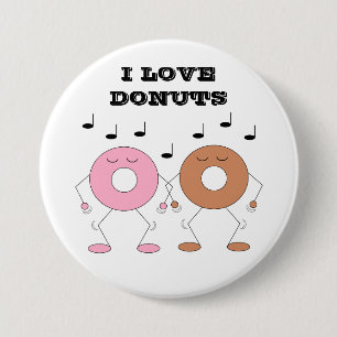 Badge Rond 7,6 Cm Donuts dansants blancs