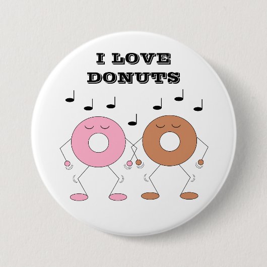 Badge Rond 7,6 Cm Donuts dansants blancs (Devant)
