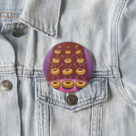 Badge Rond 7,6 Cm Donuts Danser Whimsical Doughnut Caractères