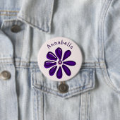 Badge Rond 7,6 Cm Doodé à fleurs violettes élégant Votre nom (En situation)