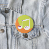 Badge Rond 7,6 Cm Double Croche Musical Vibrant (En situation)