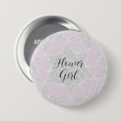 Badge Rond 7,6 Cm Douce Coquette noeuds- Fille de fleurs (Devant & derrière)