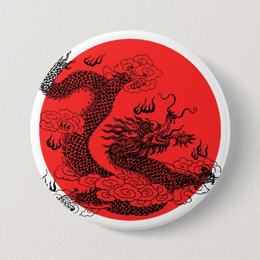 Badge Rond 7,6 Cm Dragon asiatique (Devant)