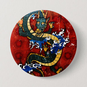 Badge Rond 7,6 Cm Dragon japonais