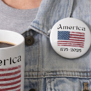 Badge Rond 7,6 Cm Drapeau américain 1776 à 2026 États-Unis 250e anni