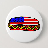 Badge Rond 7,6 Cm Drapeau américain patriotique Hot Dog (Devant)