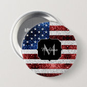 Badge Rond 7,6 Cm Drapeau américain rouge blanc brillant parties sci (Devant & derrière)